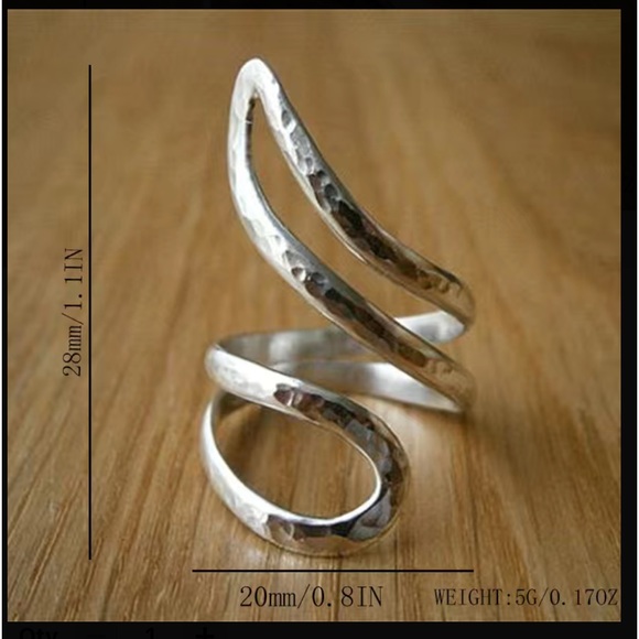 Hammered Silver Metal Wrap Style Ring - Picture 3 of 6